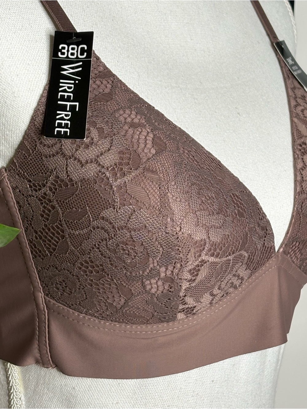 Catherine Malandrino Wireless Bra Brown Floral Lace Adjustable 38C NWT - Picture 6 of 11